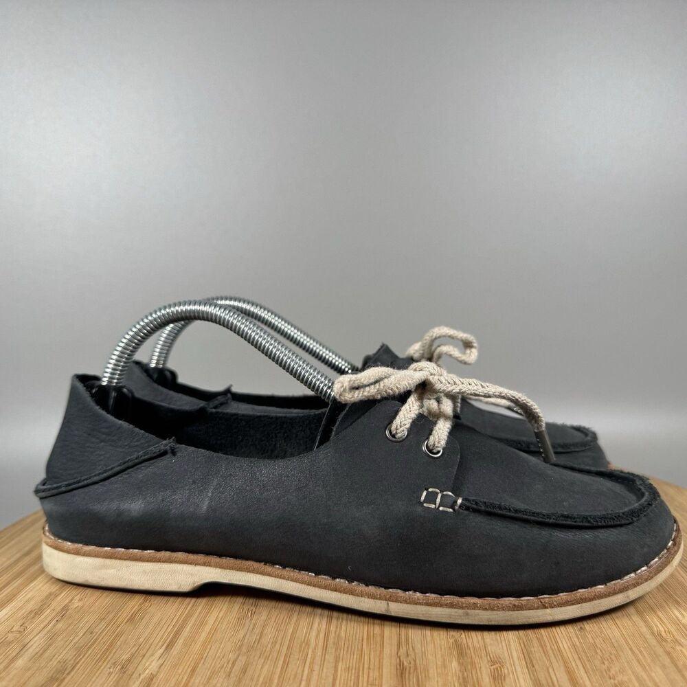 OluKai Moku Casual Slip-on Loafers Leather Blue Women's 6